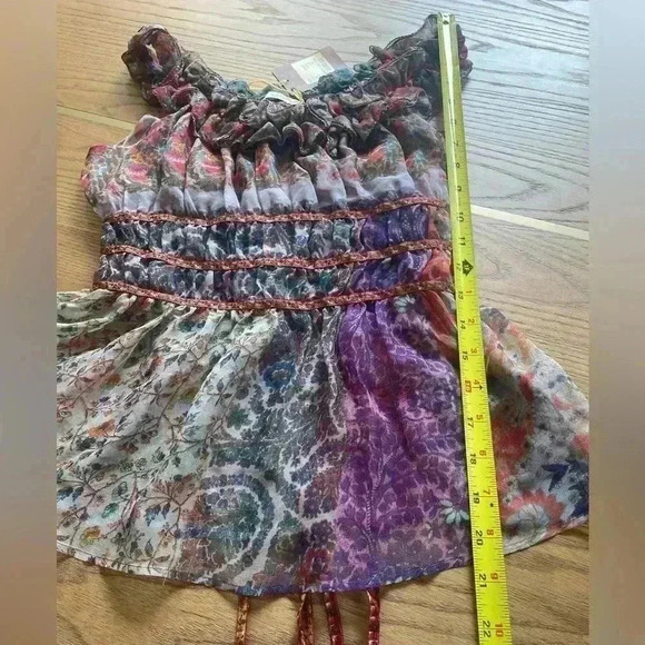 ETRO Women's Silk Chiffon Tank Blouse Top Ruffle Floral Print Shirt 44 Small NWT - Picture 9 of 9